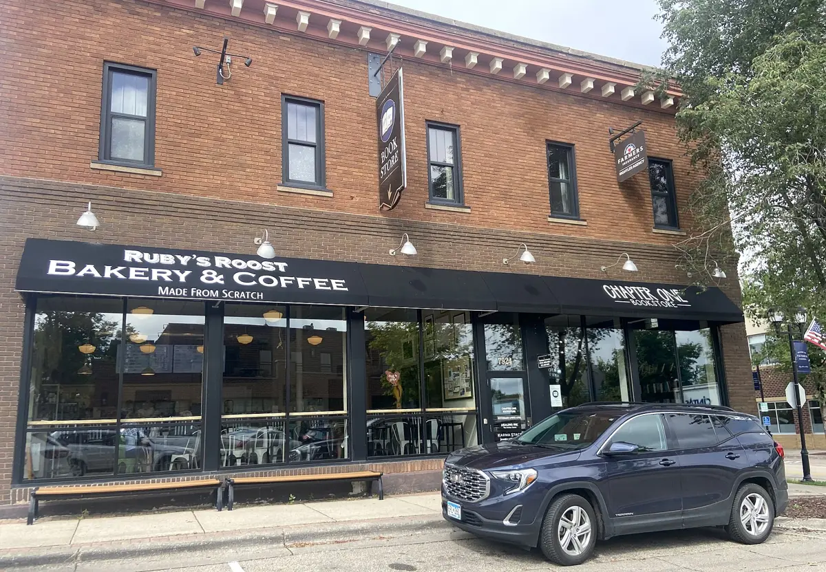 A brick bakery and coffee shop building in downtown Victoria