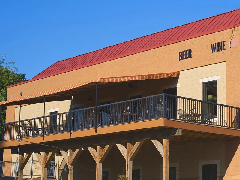 The OMNI Brewing taproom building on Stieger Lake Lane in Victoria