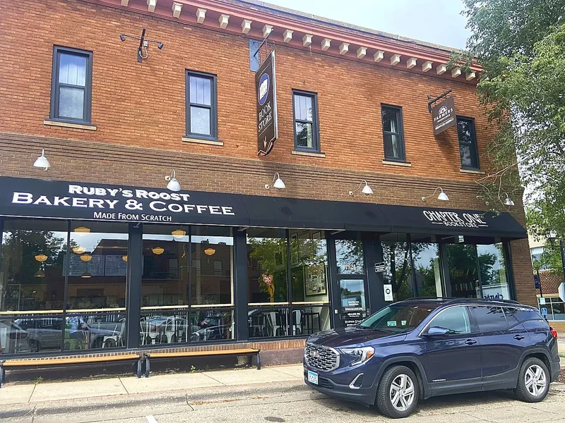 The Ruby’s Roost Bakery and Coffee storefront on Victoria Drive
